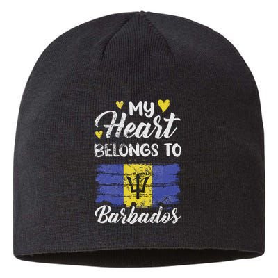 My Heart Belongs To Barbados Bajan Barbadian Flag Grunge Sustainable Beanie