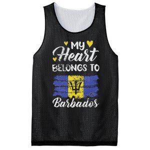 My Heart Belongs To Barbados Bajan Barbadian Flag Grunge Mesh Reversible Basketball Jersey Tank