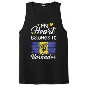 My Heart Belongs To Barbados Bajan Barbadian Flag Grunge PosiCharge Competitor Tank