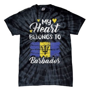 My Heart Belongs To Barbados Bajan Barbadian Flag Grunge Tie-Dye T-Shirt