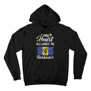 My Heart Belongs To Barbados Bajan Barbadian Flag Grunge Tall Hoodie