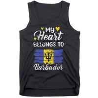 My Heart Belongs To Barbados Bajan Barbadian Flag Grunge Tank Top