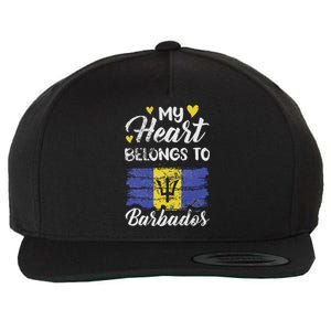 My Heart Belongs To Barbados Bajan Barbadian Flag Grunge Wool Snapback Cap