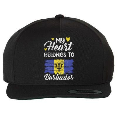 My Heart Belongs To Barbados Bajan Barbadian Flag Grunge Wool Snapback Cap