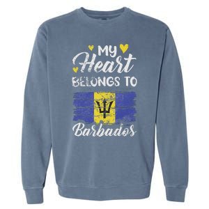 My Heart Belongs To Barbados Bajan Barbadian Flag Grunge Garment-Dyed Sweatshirt