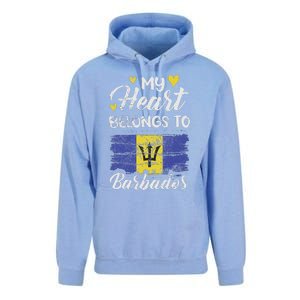 My Heart Belongs To Barbados Bajan Barbadian Flag Grunge Unisex Surf Hoodie