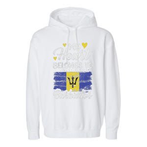 My Heart Belongs To Barbados Bajan Barbadian Flag Grunge Garment-Dyed Fleece Hoodie