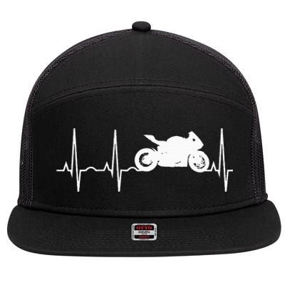 Motorcycle Heartbeat Best Sport Bike Gift 7 Panel Mesh Trucker Snapback Hat