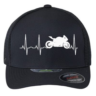 Motorcycle Heartbeat Best Sport Bike Gift Flexfit Unipanel Trucker Cap