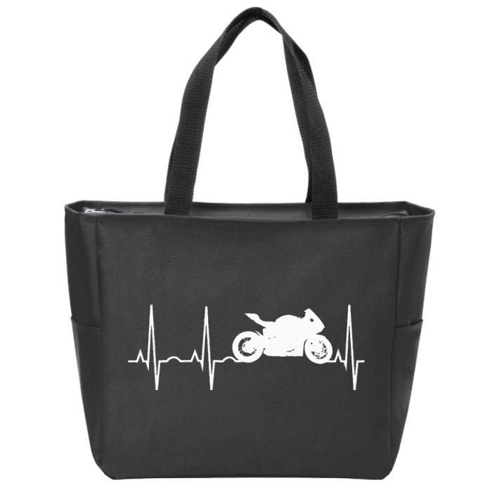 Motorcycle Heartbeat Best Sport Bike Gift Zip Tote Bag