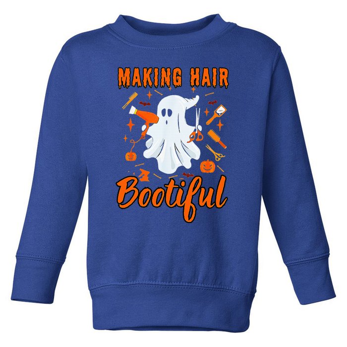 Making Hair Bootiful Funny Scary Ghost Hairdresser Halloween Toddler Sweatshirt