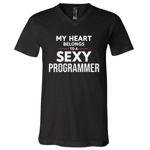 My Heart Belongs To A Sexy Programmer V-Neck T-Shirt