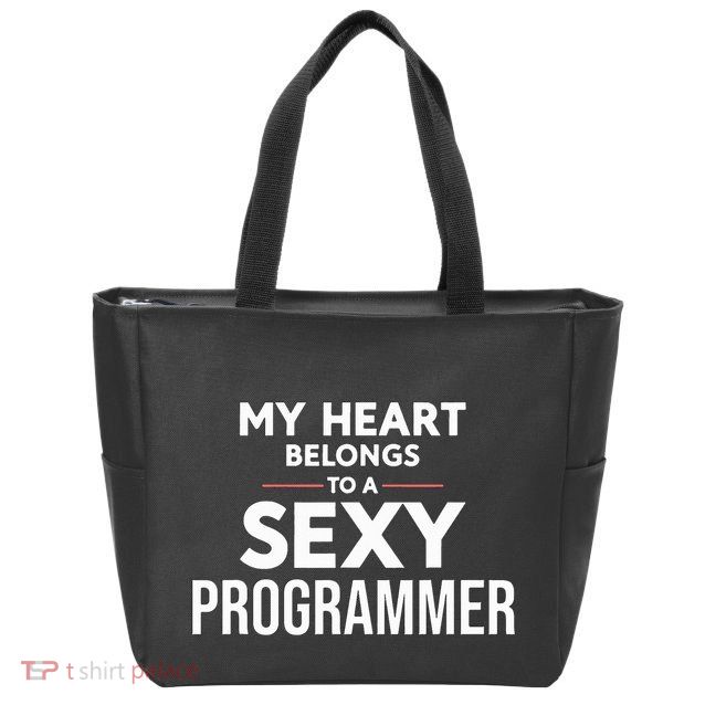 My Heart Belongs To A Sexy Programmer Zip Tote Bag