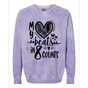 My Heart Beats In 8 Counts | Cheerleader Colorblast Crewneck Sweatshirt