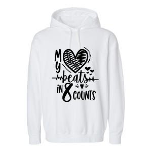 My Heart Beats In 8 Counts | Cheerleader Garment-Dyed Fleece Hoodie