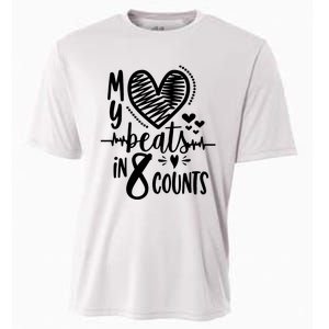 My Heart Beats In 8 Counts | Cheerleader Cooling Performance Crew T-Shirt