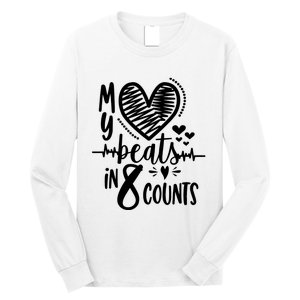 My Heart Beats In 8 Counts | Cheerleader Long Sleeve Shirt