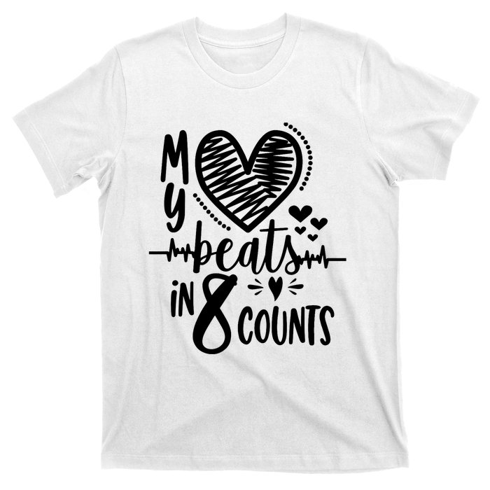 My Heart Beats In 8 Counts | Cheerleader T-Shirt