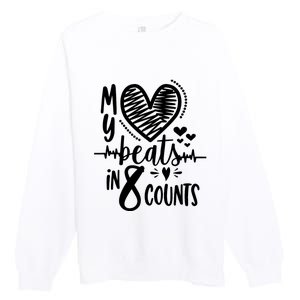 My Heart Beats In 8 Counts | Cheerleader Premium Crewneck Sweatshirt