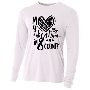 My Heart Beats In 8 Counts | Cheerleader Cooling Performance Long Sleeve Crew