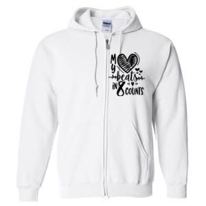 My Heart Beats In 8 Counts | Cheerleader Full Zip Hoodie