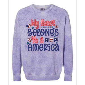 My Heart Belongs To A America Colorblast Crewneck Sweatshirt