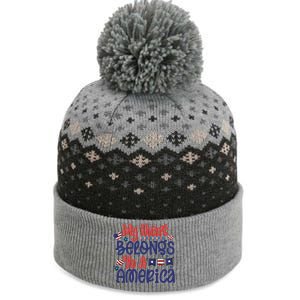 My Heart Belongs To A America The Baniff Cuffed Pom Beanie