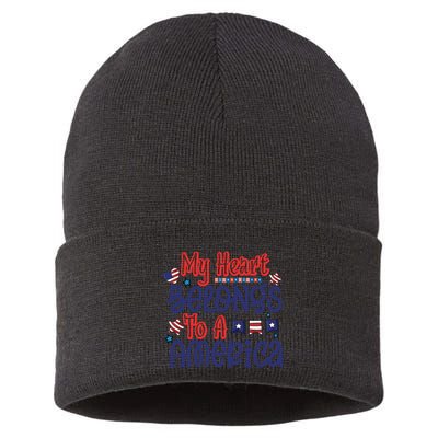 My Heart Belongs To A America Sustainable Knit Beanie