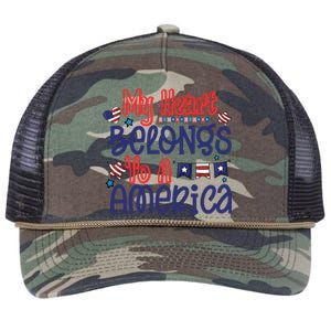 My Heart Belongs To A America Retro Rope Trucker Hat Cap