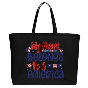 My Heart Belongs To A America Cotton Canvas Jumbo Tote