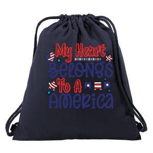 My Heart Belongs To A America Drawstring Bag