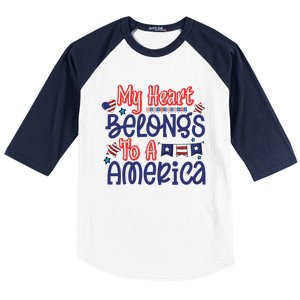 My Heart Belongs To A America Baseball Sleeve Shirt