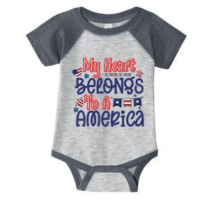 My Heart Belongs To A America Infant Baby Jersey Bodysuit