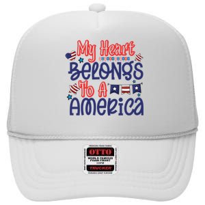 My Heart Belongs To A America High Crown Mesh Back Trucker Hat