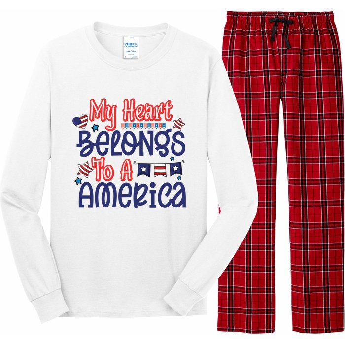 My Heart Belongs To A America Long Sleeve Pajama Set