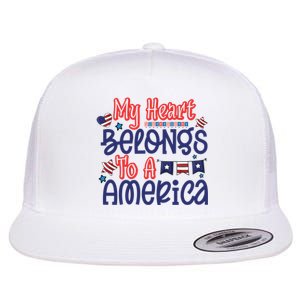 My Heart Belongs To A America Flat Bill Trucker Hat