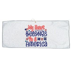 My Heart Belongs To A America Large Microfiber Waffle Golf Towel