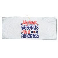 My Heart Belongs To A America Large Microfiber Waffle Golf Towel