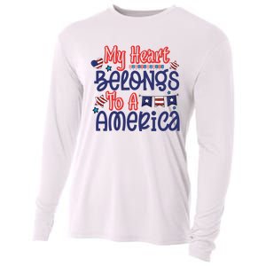 My Heart Belongs To A America Cooling Performance Long Sleeve Crew