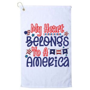 My Heart Belongs To A America Platinum Collection Golf Towel