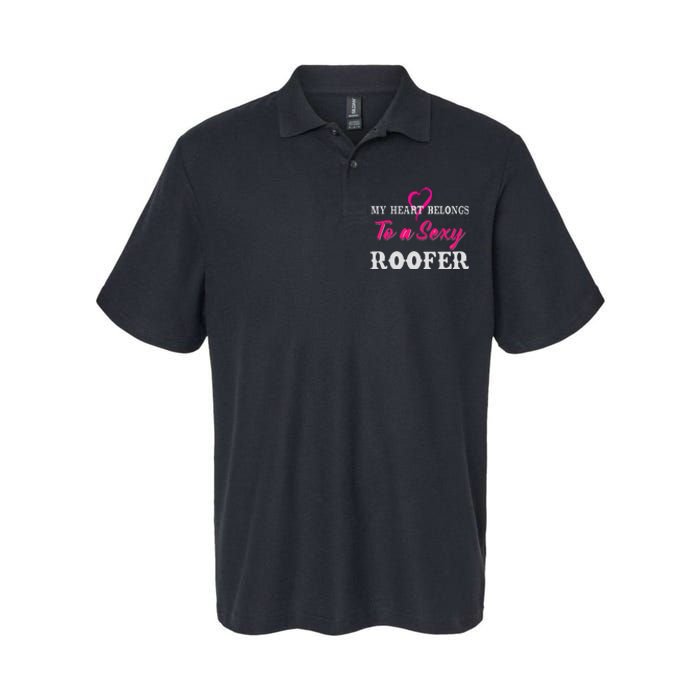 My Heart Belongs To A Sexy Roofer Wife Roofing Softstyle Adult Sport Polo