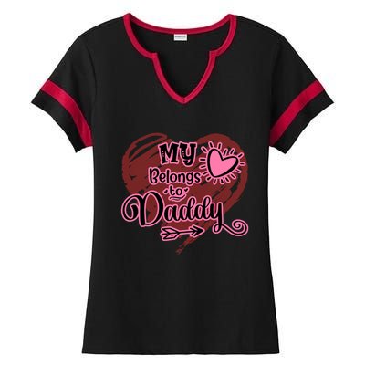 My Heart Belongs To Daddy Father Love Gift Ladies Halftime Notch Neck Tee