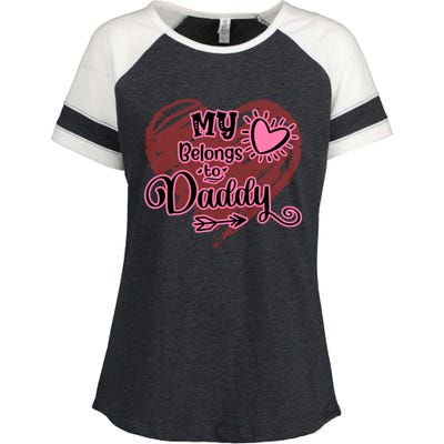 My Heart Belongs To Daddy Father Love Gift Enza Ladies Jersey Colorblock Tee