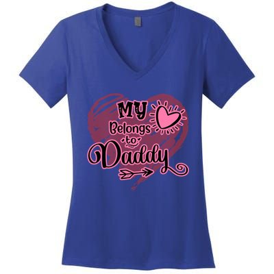 My Heart Belongs To Daddy Father Love Gift Women's V-Neck T-Shirt