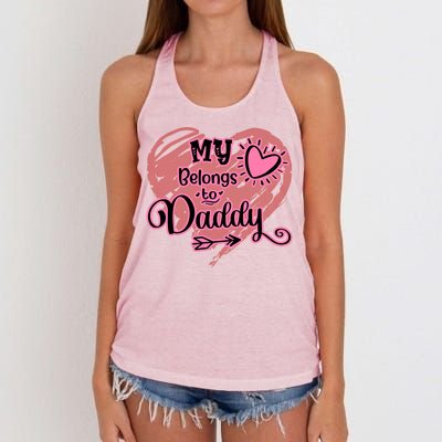 My Heart Belongs To Daddy Father Love Gift Women's Knotted Racerback Tank