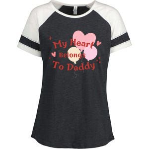 My Heart Belongs To Daddy Cute Valentine Enza Ladies Jersey Colorblock Tee