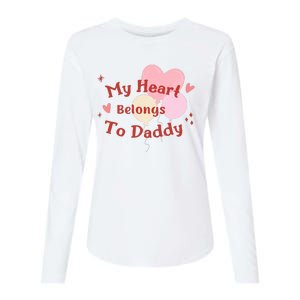 My Heart Belongs To Daddy Cute Valentine Womens Cotton Relaxed Long Sleeve T-Shirt