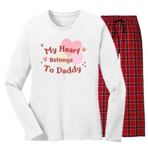 My Heart Belongs To Daddy Cute Valentine Women's Long Sleeve Flannel Pajama Set 