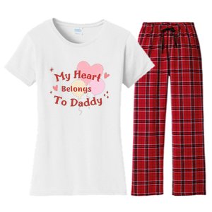 My Heart Belongs To Daddy Cute Valentine Women's Flannel Pajama Set