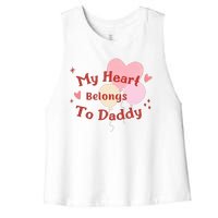 My Heart Belongs To Daddy Cute Valentine Women's Racerback Cropped Tank